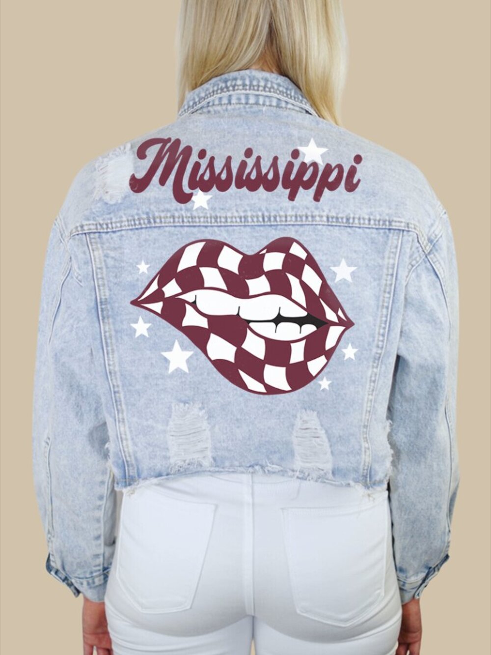 Mississippi State Checkered Lips Denim Jacket - Picture 4 of 4